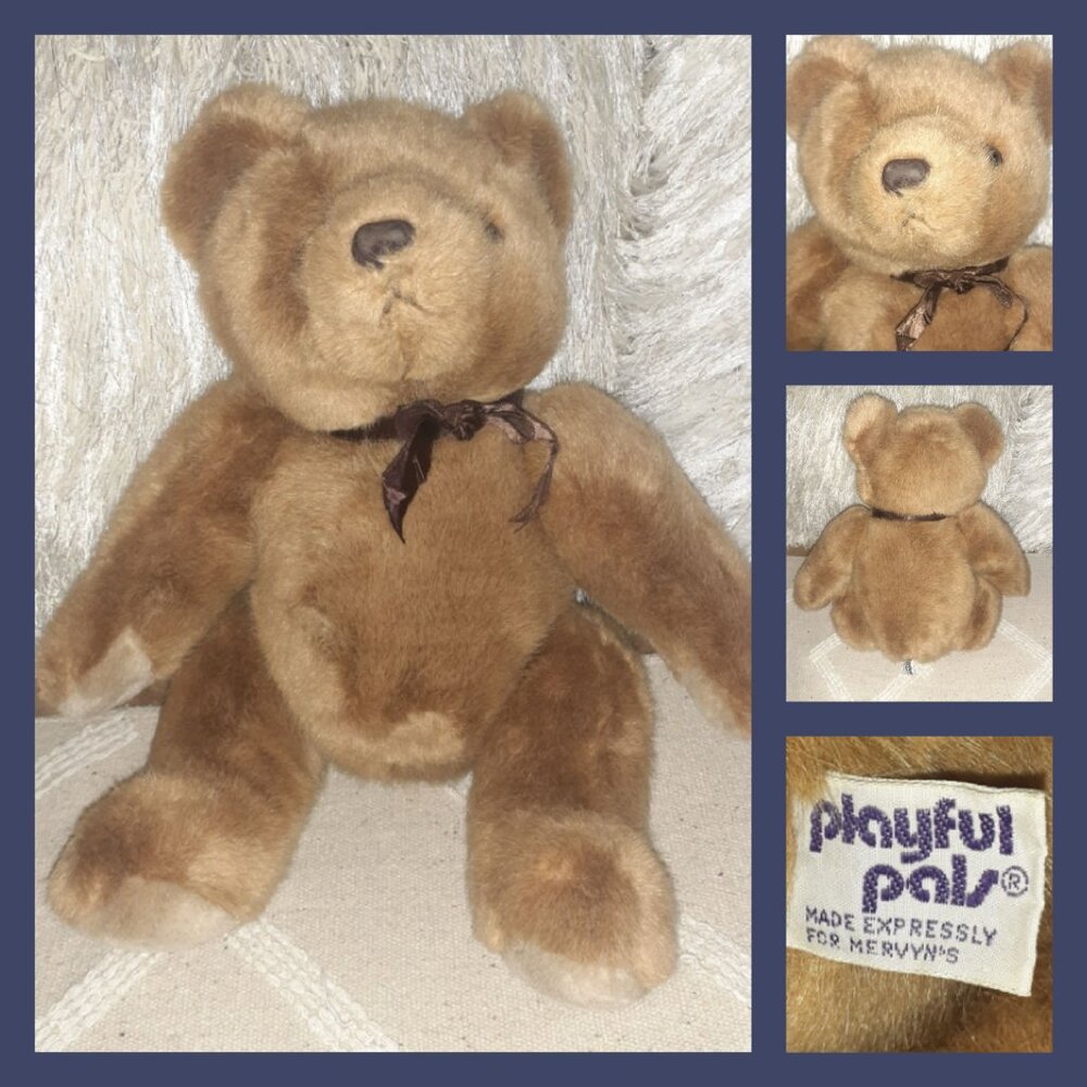 VINTAGE MERVYNS PLAYFUL PALS PLUSH JOINTED TEDDY BEAR VINTAGE 14" STUFFED ANIMAL